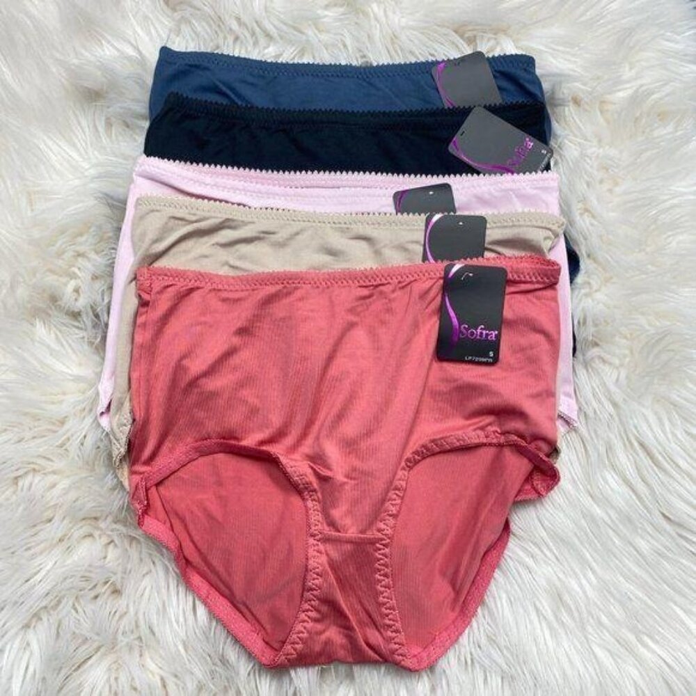 Bundle of Five High-Rise Picot Trim Bikini Panties